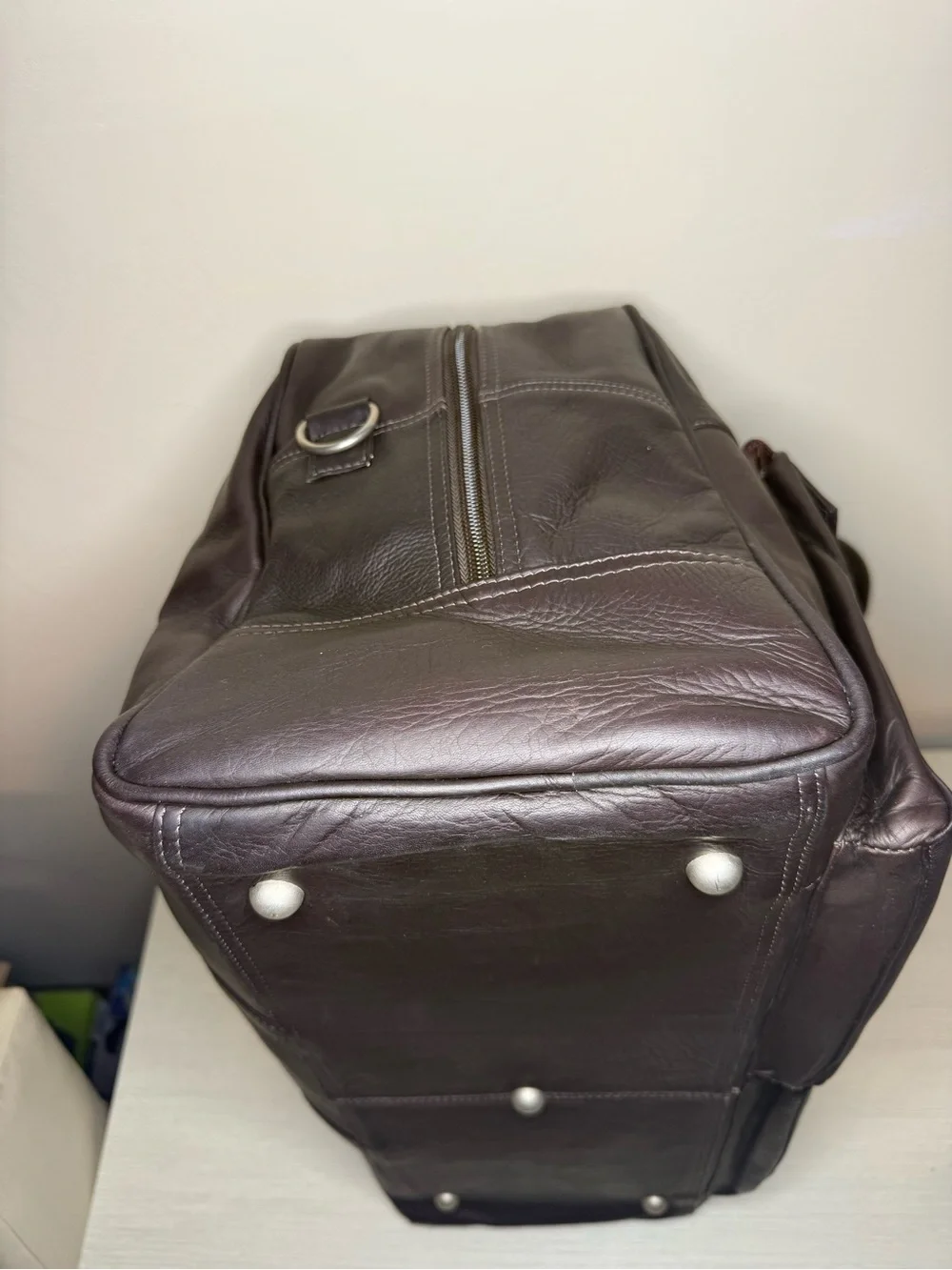 LEXUS Vintage Leather Burgundy Brown Weekender Carry-on Travel Bag 21 x 8 x 12